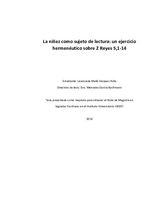 La niñez como sujeto de lectura: un ejercicio hermenéutico sobre 2 Reyes 5,1-14