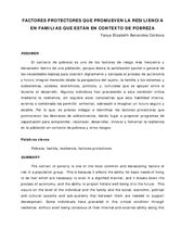 Factores protectores que promueven la resiliencia en familias que estçan en contexto de pobreza