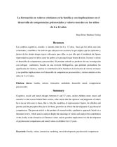 La formación en valores cristianos en la familia y sus implicaciones en el desarrollo de competencias psicosociales y valores morales en  los niños de 6 a 12 años 